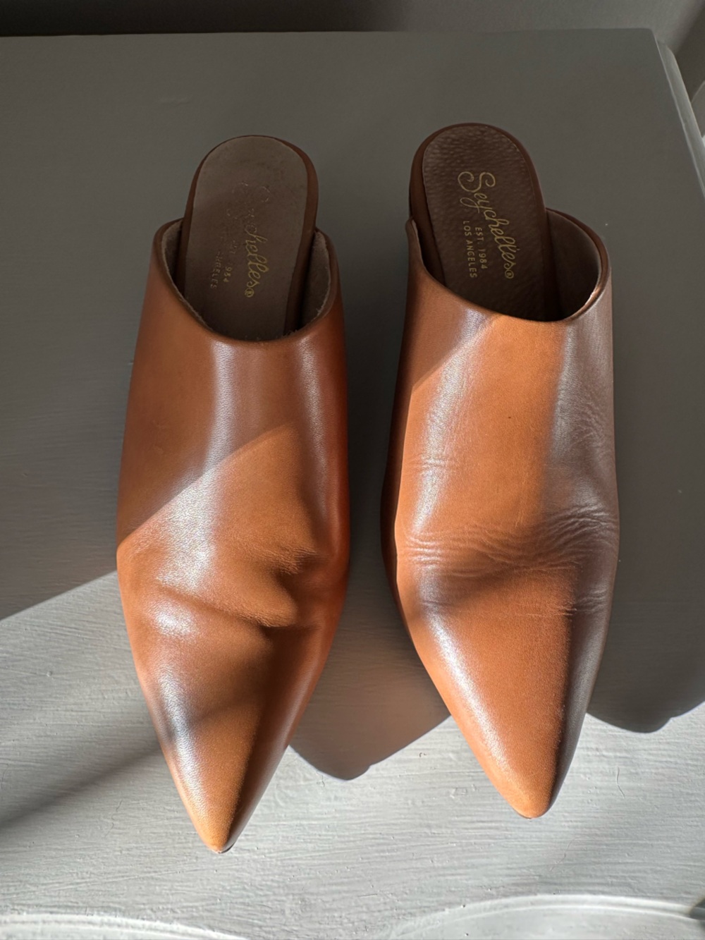 Seychelles Women’s Slip-On Cognac Colored Leather Mules